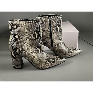 Marc Fisher Boots Womens Size 9 Black Snake Skin Ankle Bootie Block Heel